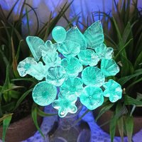 New! SOFT AQUA GLOW uv reactive glass flowers; miniature tiny small glass flowers on wire; handcrafted lampwork; bright aqua glow in 395nm
