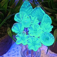 New! SOFT AQUA GLOW uv reactive glass flowers; miniature tiny small glass flowers on wire; handcrafted lampwork; bright aqua glow in 395nm