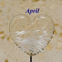 Birthstone Glass Heart Plant Pick for small floral bouquet, 3/4"x5in wire; handcrafted lampwork, gift, curio, windowsill, small vase