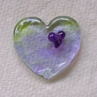 Wispy Uranium Lavender Heart UV Glow! Uranium Large Heart 1.25" (30mm) lavender with uranium swirls; pocket heart, perfect Valentine's gift