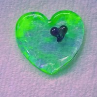 Wispy Uranium Lavender Heart UV Glow! Uranium Large Heart 1.25" (30mm) lavender with uranium swirls; pocket heart, perfect Valentine's gift