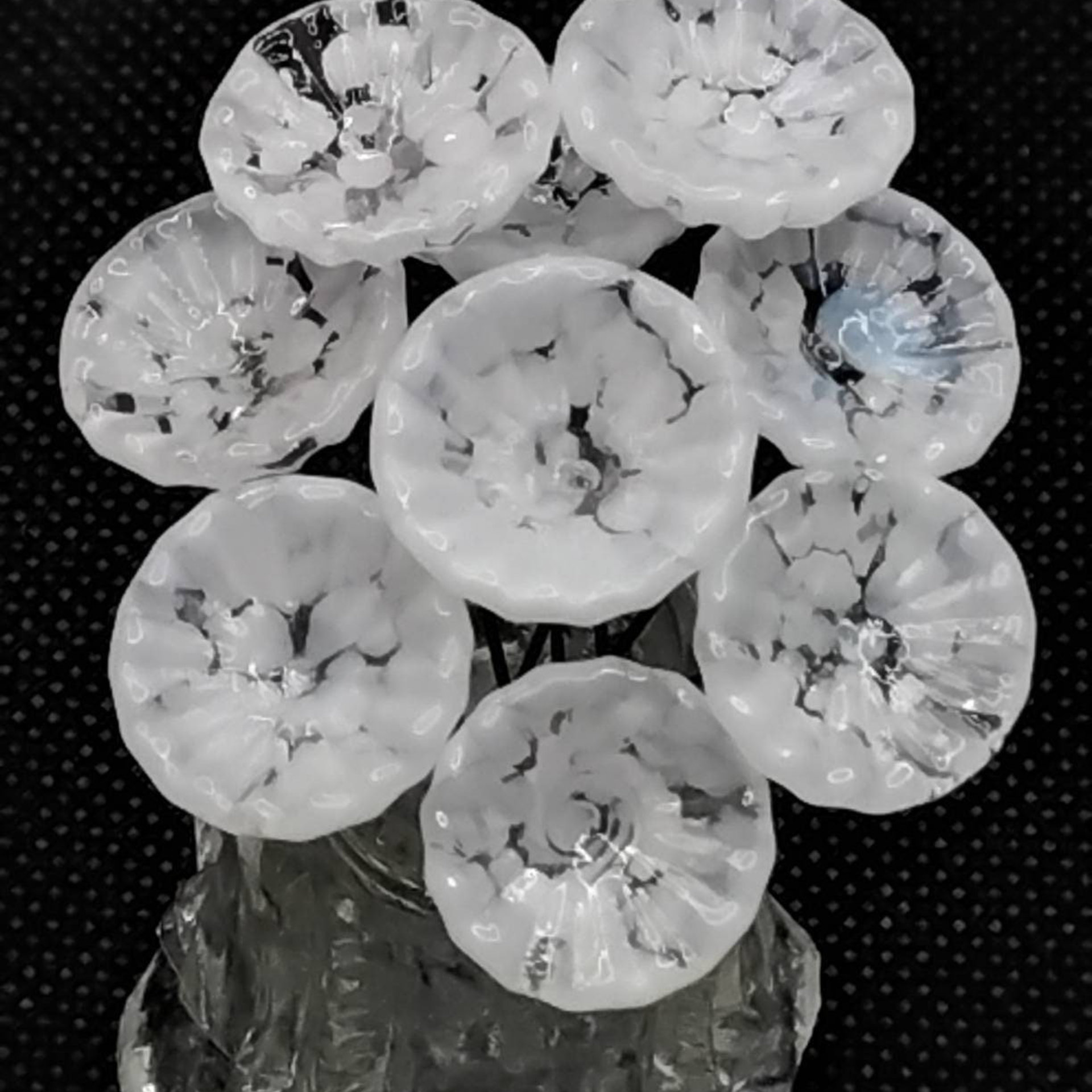 SNOW WHITE MOTTLE glass flower headpins; tiny small mini glass flowers on wire; lampwork, fairy garden, wedding, small gift bouquet, jewelry