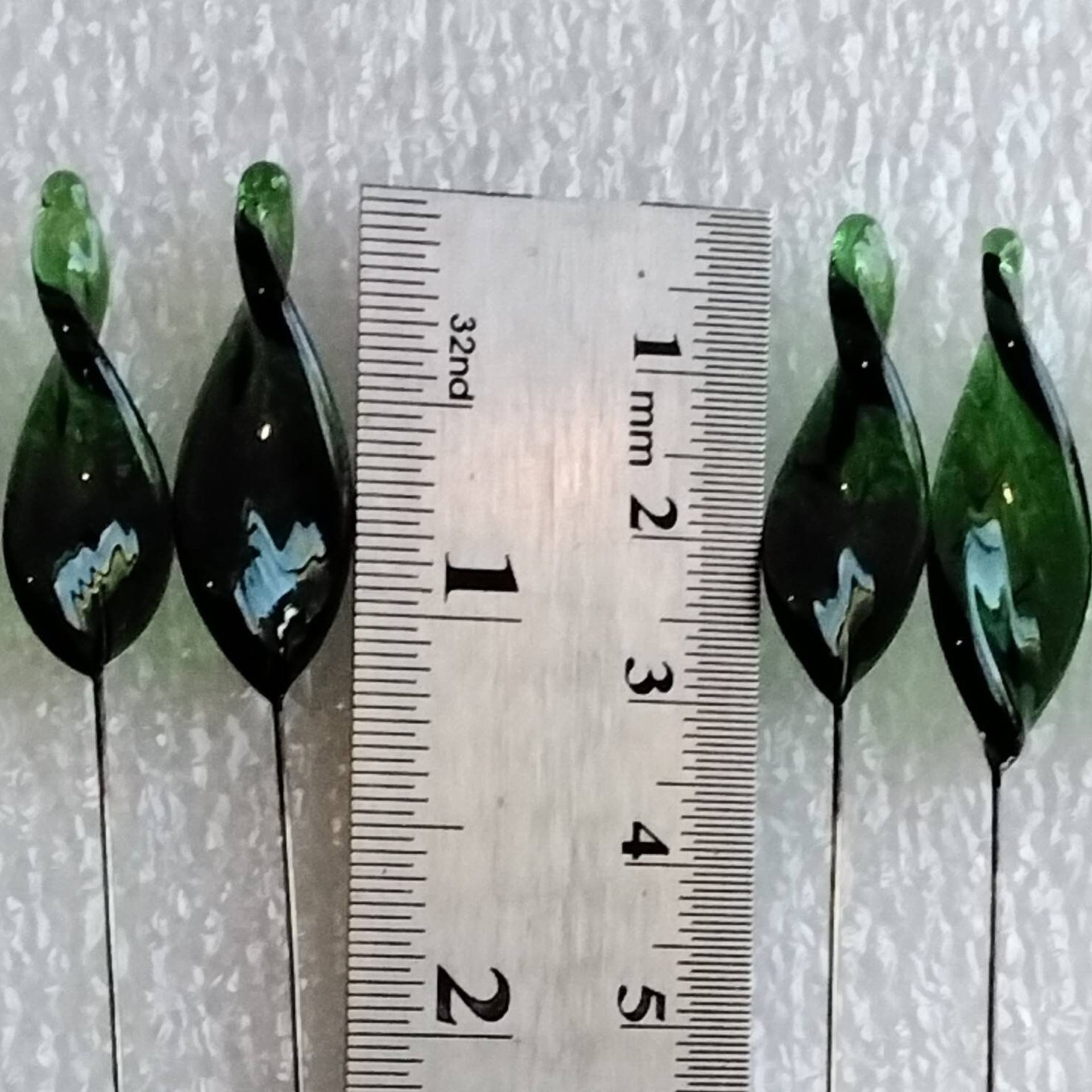 Sage Twist Spike/Leaf glass headpins;  small, tiny miniature flowers on wire  ~ individually crafted lampwork