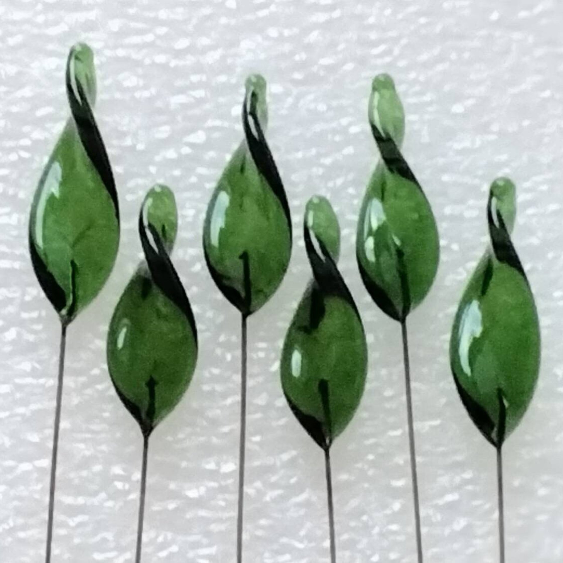 Sage Twist Spike/Leaf glass headpins;  small, tiny miniature flowers on wire  ~ individually crafted lampwork