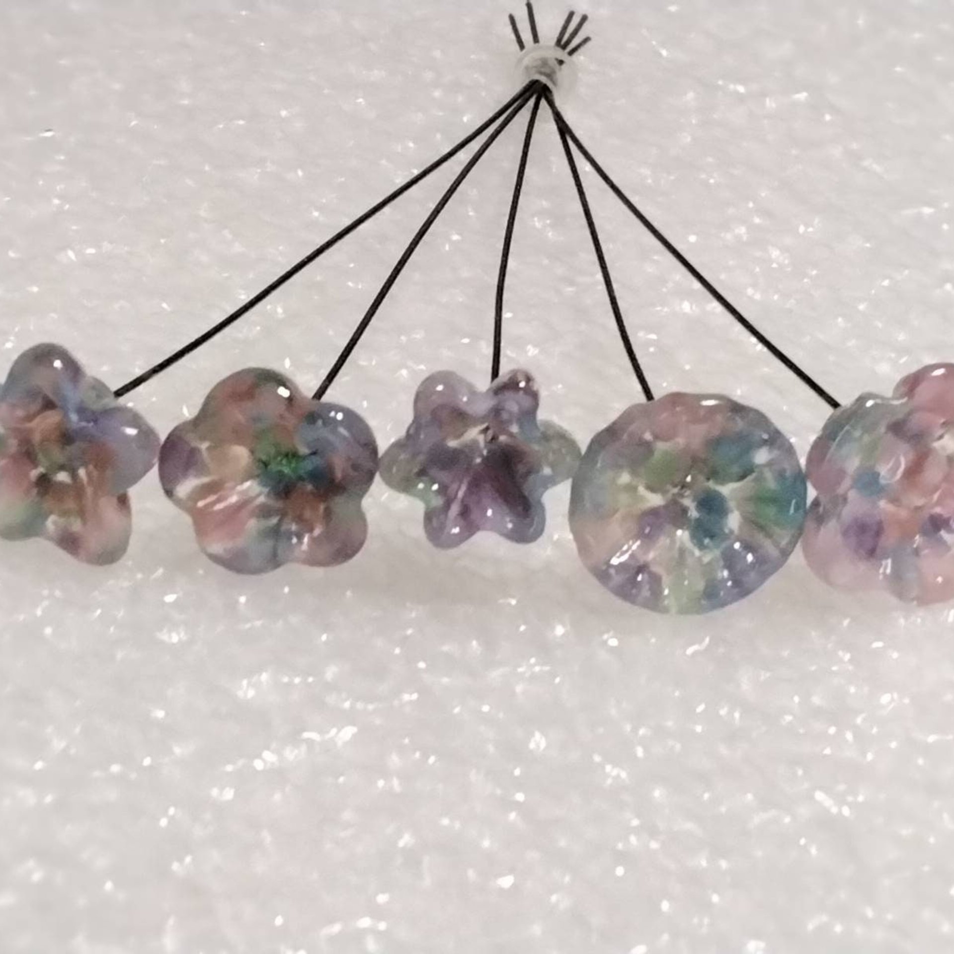 SPRING PASTELS glass flowers tiny small mini glass flowers on wire; handmade lampwork, jewelry, mixed media, gifts, bouquets, wedding decor