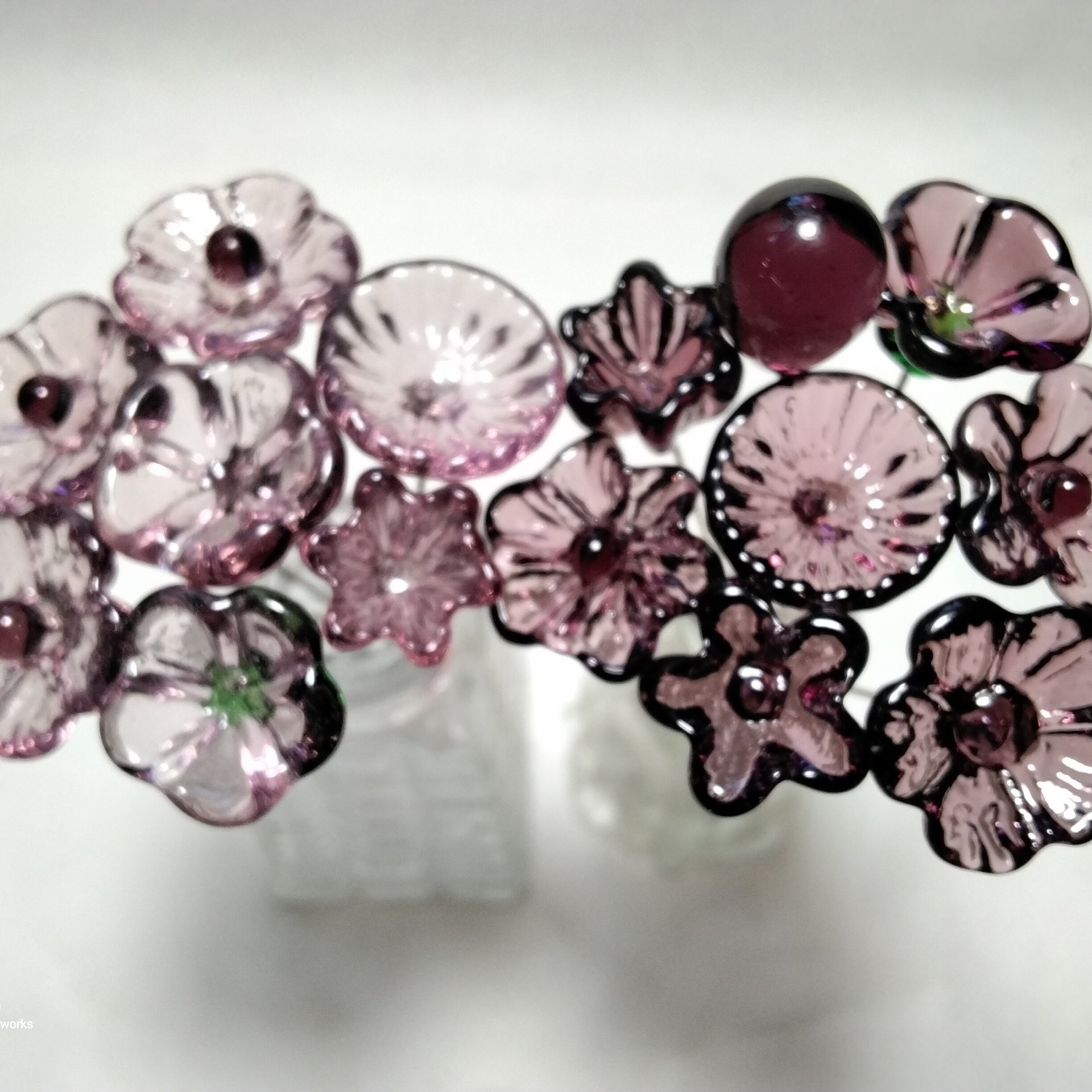 DARK ROSE' WINE glass flower headpins; mini tiny small glass flowers on wire; handcraft lampwork, jewelry, mixed media, wedding, plant, gift