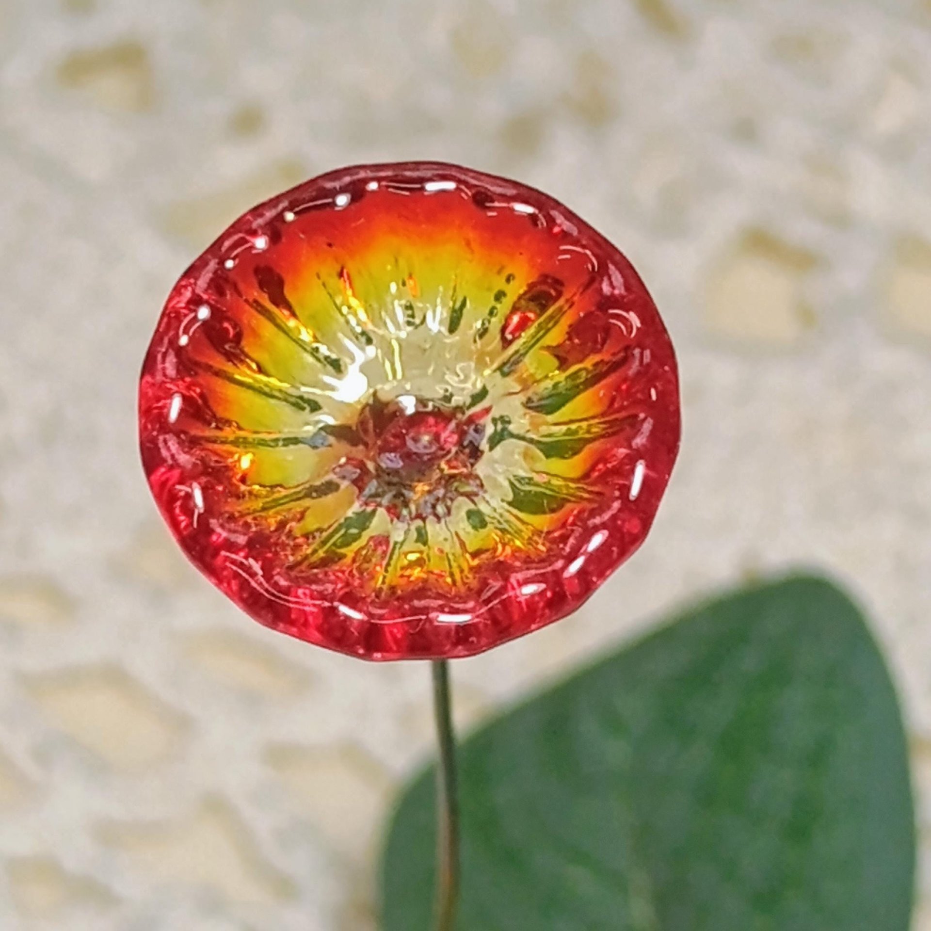 FIRE UV Reactive translucent ~glass flower miniature tiny small glass flowers on wire headpins; individually crafted lampwork; amber/red UV