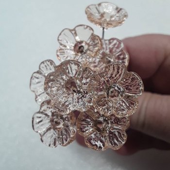 SWEET PEACH glass flower headpins, tiny small mini glass flowers on wire; handcrafted lampwork, jewelry, mixed media, wedding, small gifts